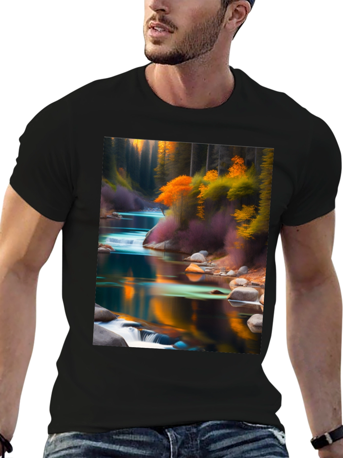 Natures Reflection Black T-Shirt