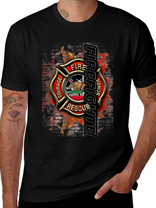 California Firefighter Graphic Tee - Courage Honor Rescue