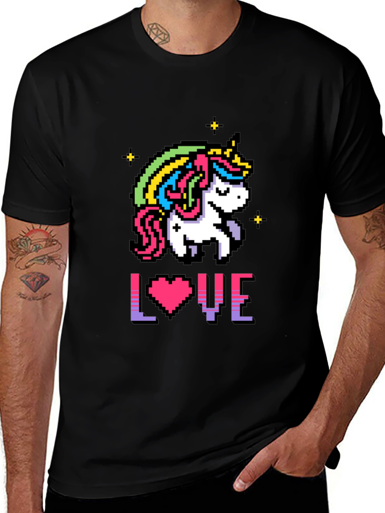 Pixel Unicorn LOVE Graphic T-Shirt