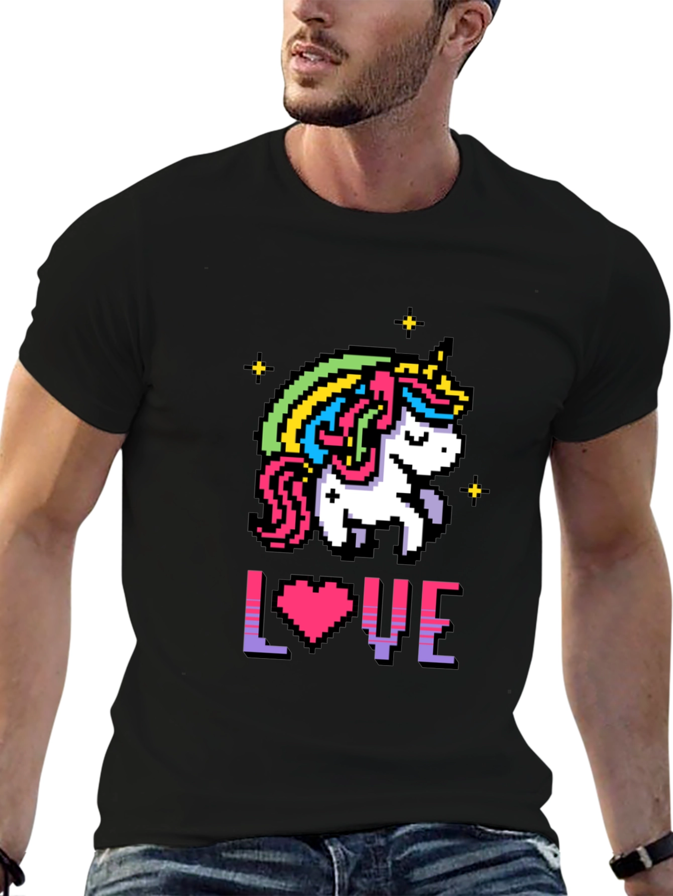 Pixel Unicorn LOVE Graphic T-Shirt
