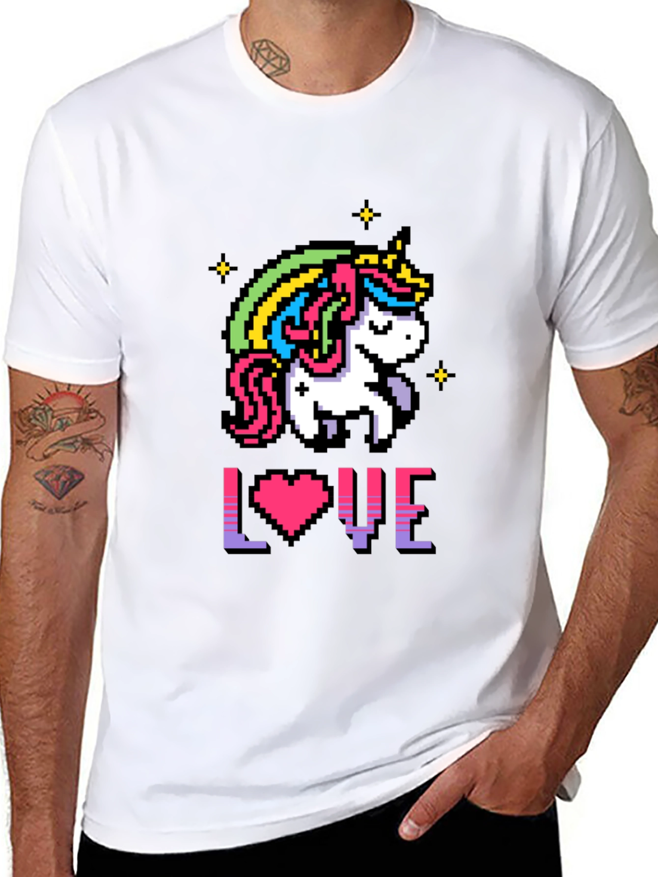 Pixel Unicorn LOVE Graphic T-Shirt