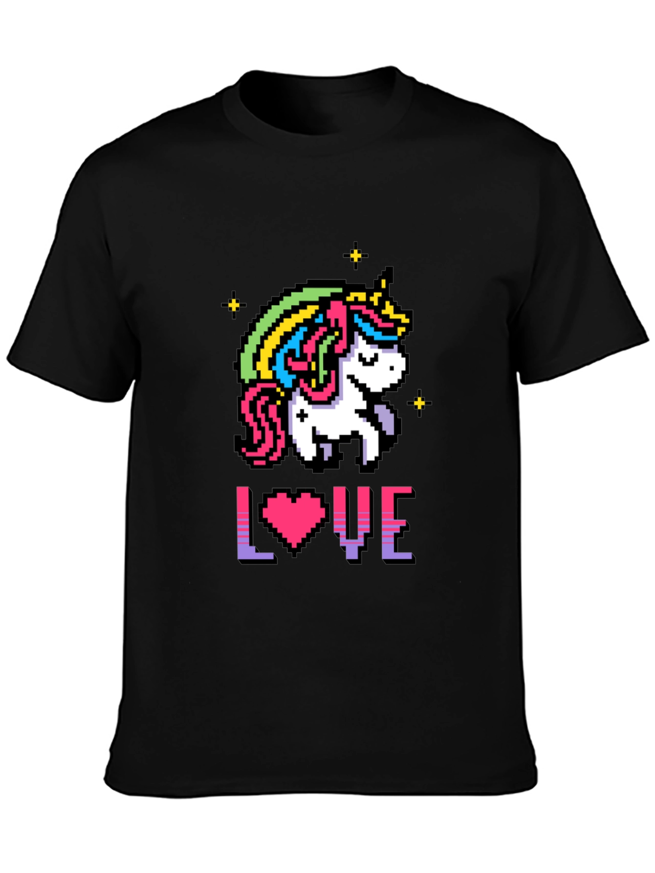 Pixel Unicorn LOVE Graphic T-Shirt