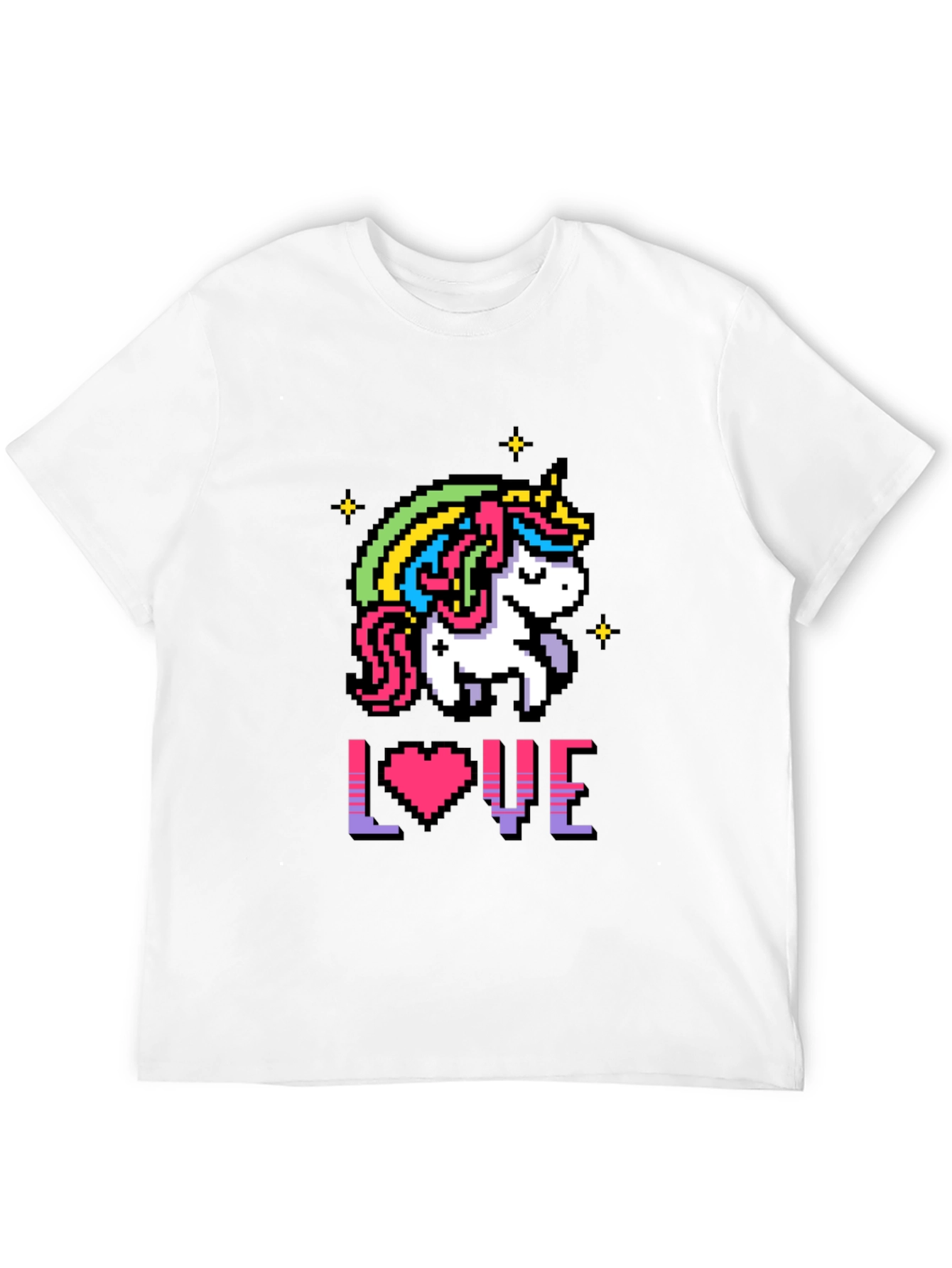Pixel Unicorn LOVE Graphic T-Shirt
