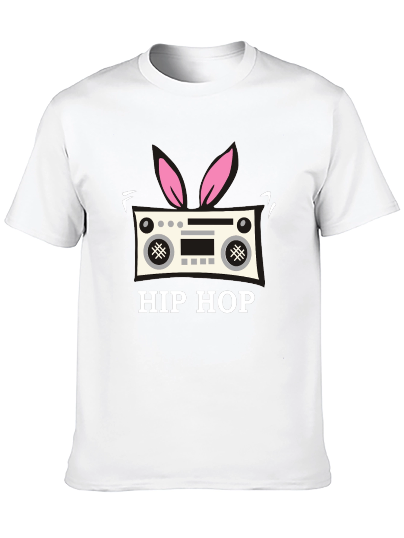 Hip Hop Bunny Radio Black T-Shirt