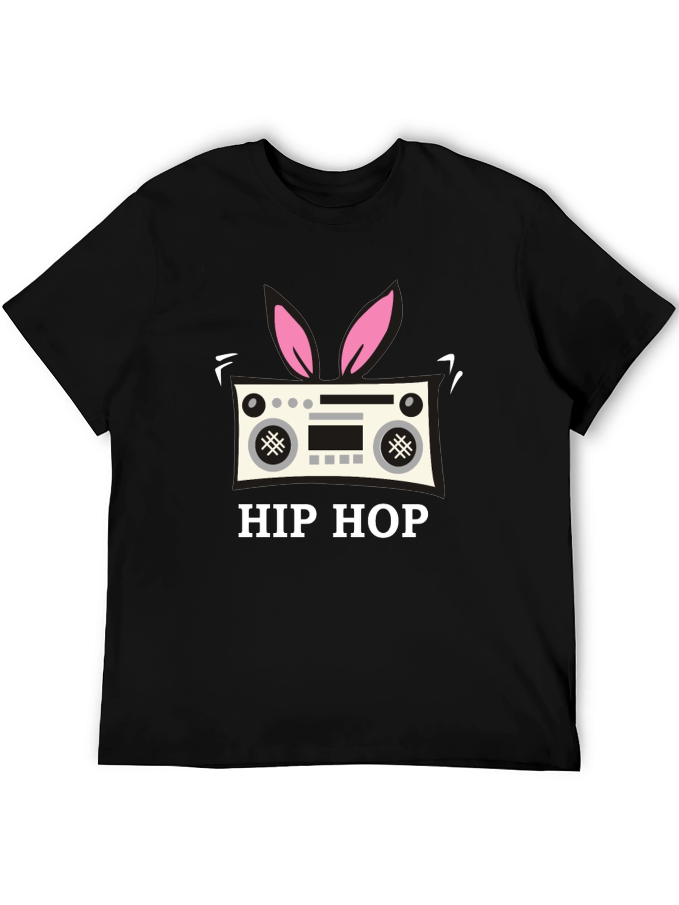 Hip Hop Bunny Radio Black T-Shirt