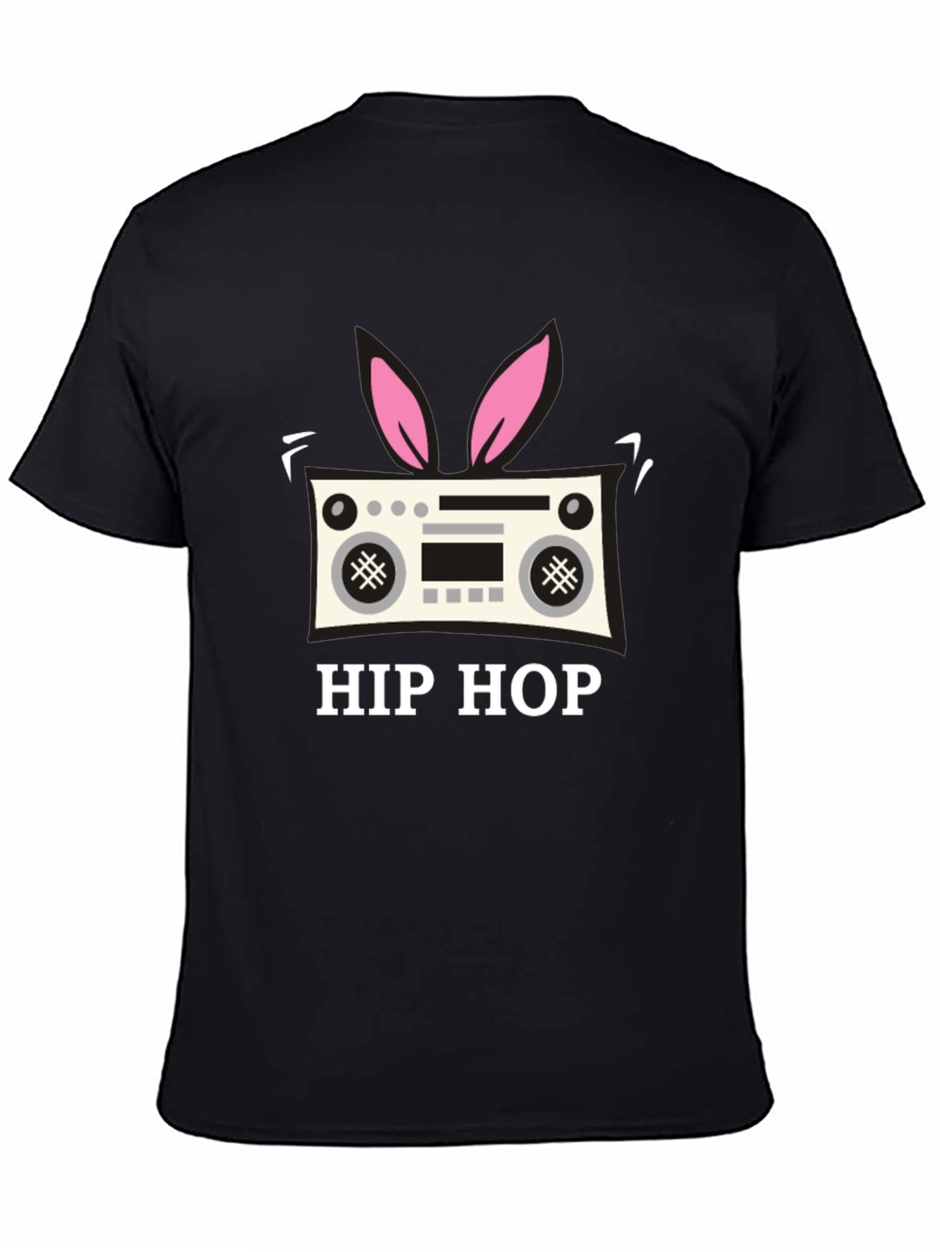 Hip Hop Bunny Radio Black T-Shirt