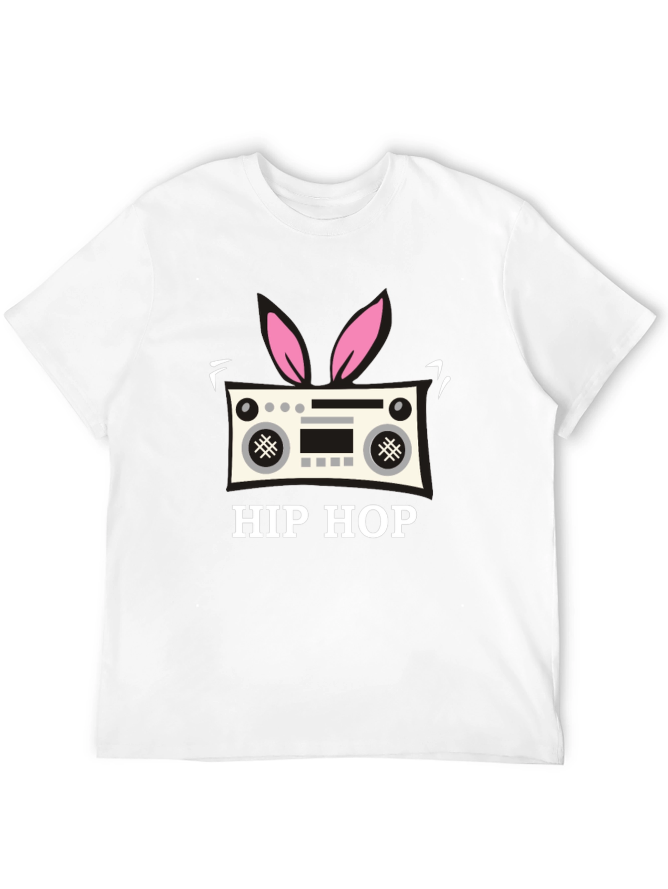 Hip Hop Bunny Radio Black T-Shirt