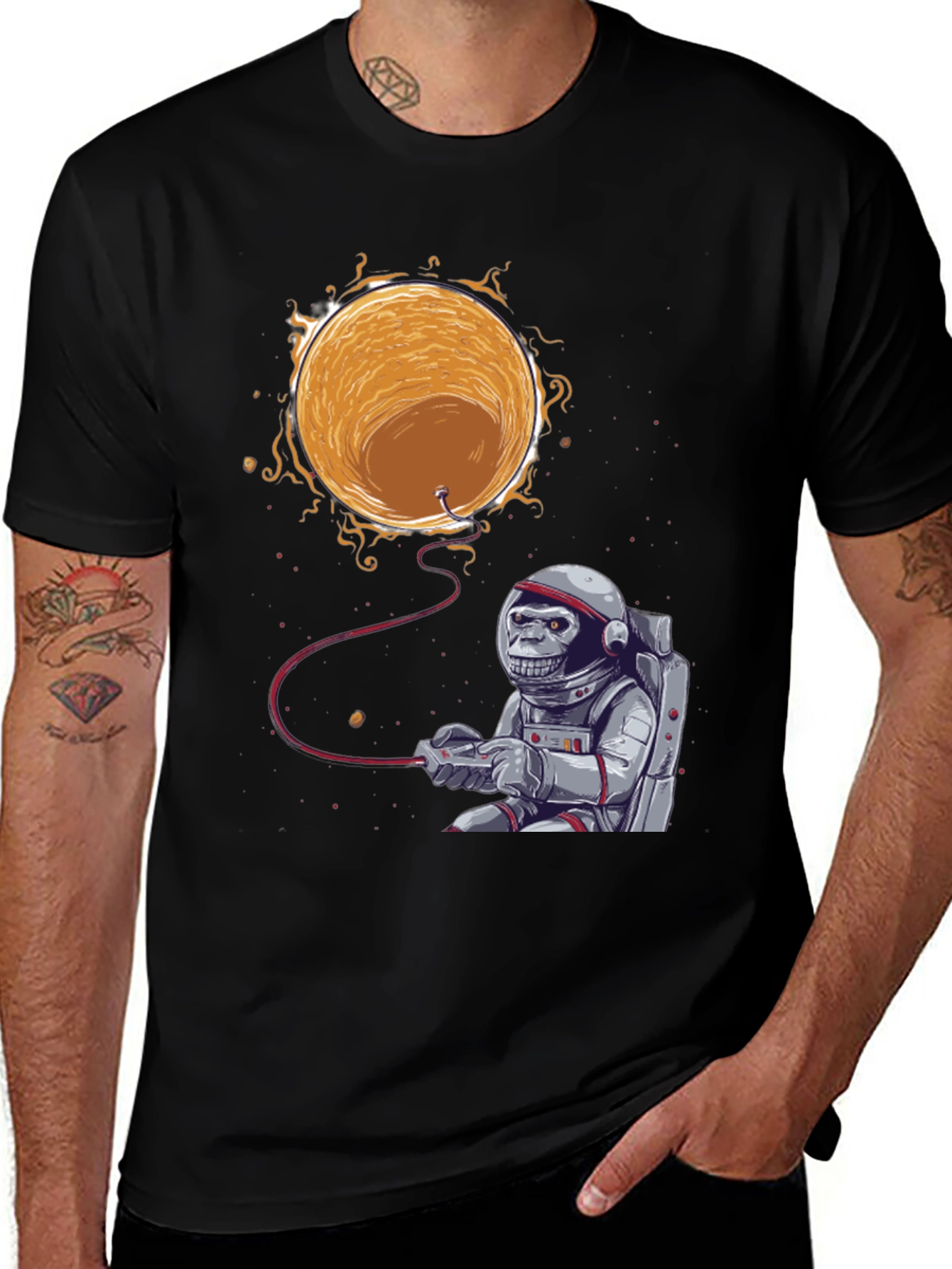 Astronaut Monkey Gamer T-Shirt - Space Adventure