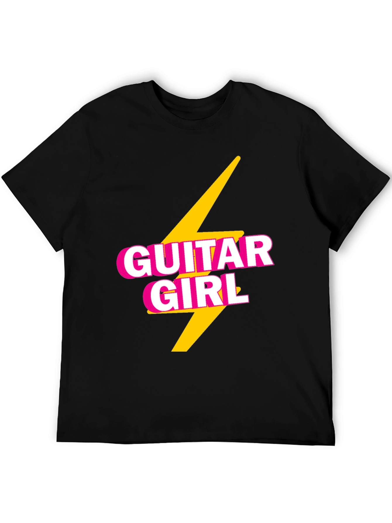 Guitar Girl Tee - Retro Lightning Bolt Design