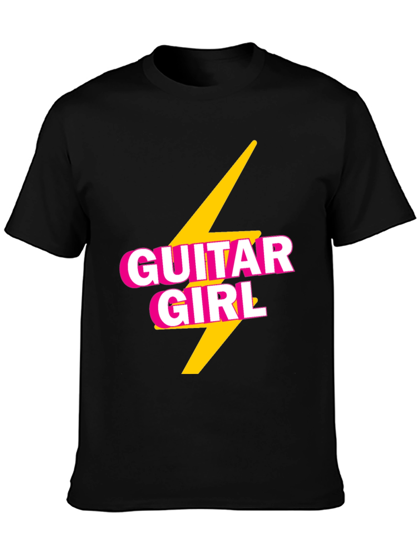 Guitar Girl Tee - Retro Lightning Bolt Design