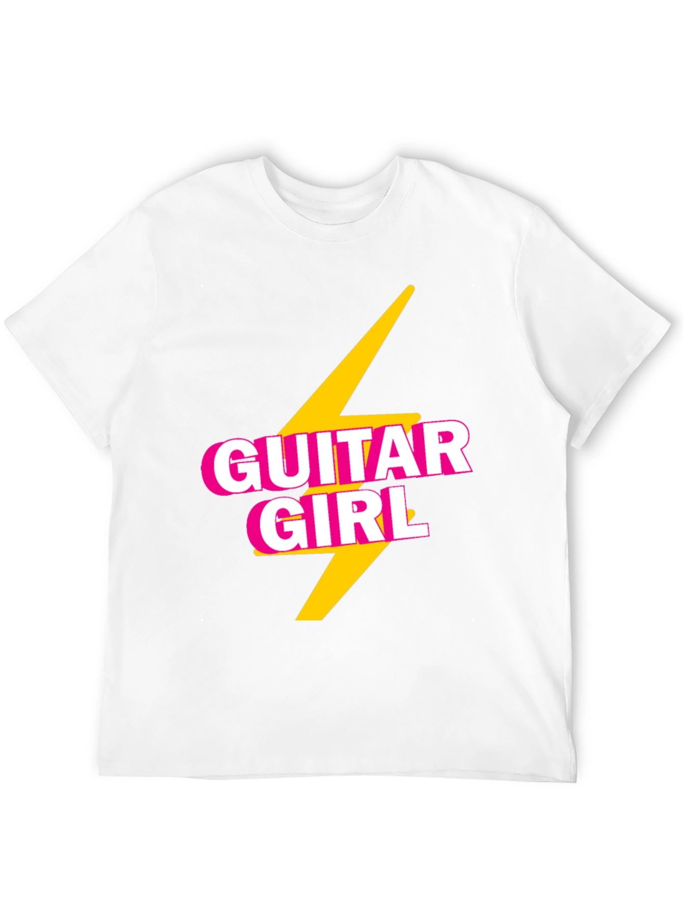Guitar Girl Tee - Retro Lightning Bolt Design