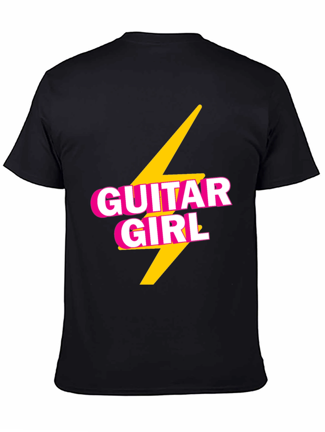 Guitar Girl Tee - Retro Lightning Bolt Design