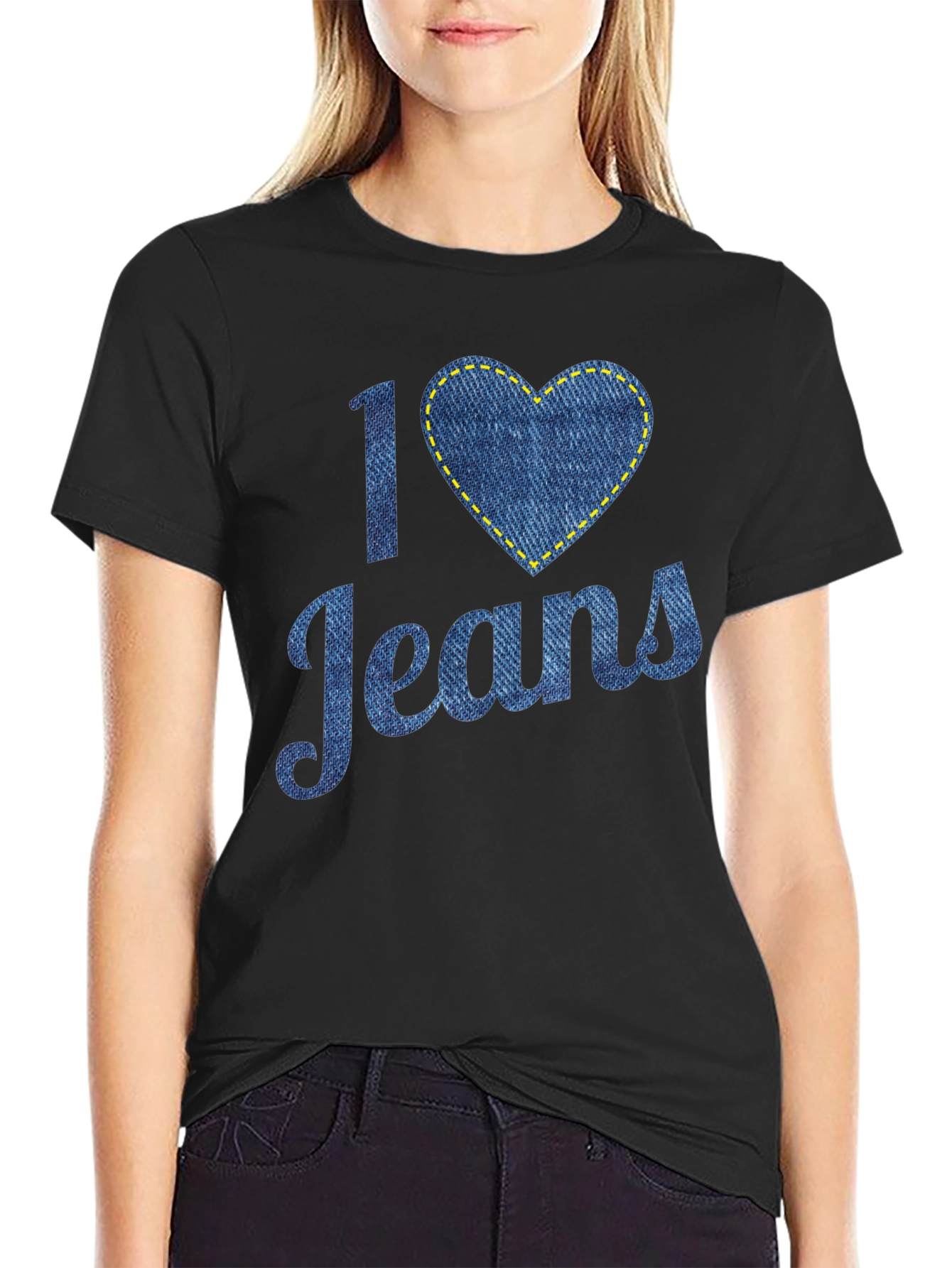 I Love Jeans T-Shirt - Denim Heart Design