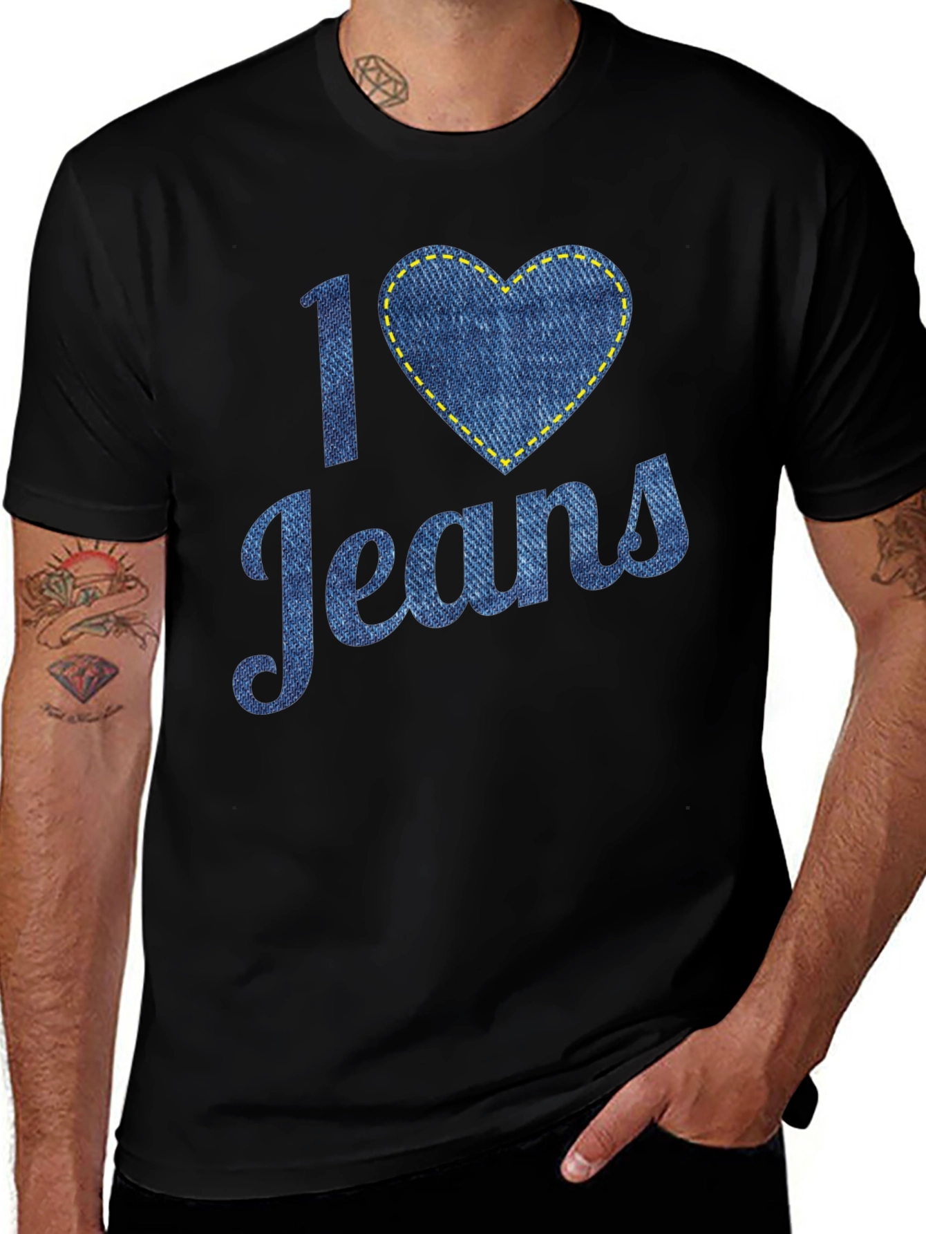 I Love Jeans T-Shirt - Denim Heart Design