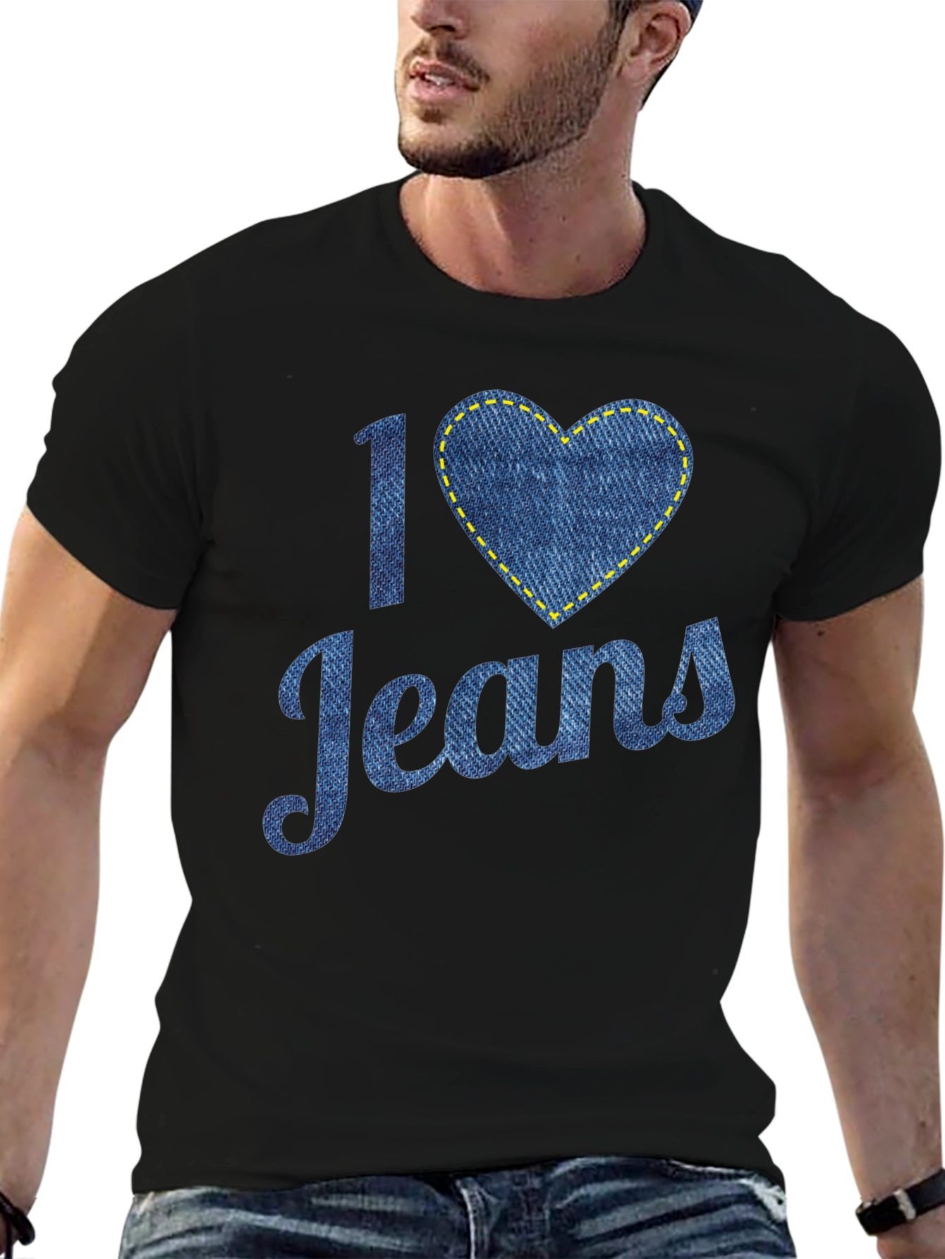 I Love Jeans T-Shirt - Denim Heart Design