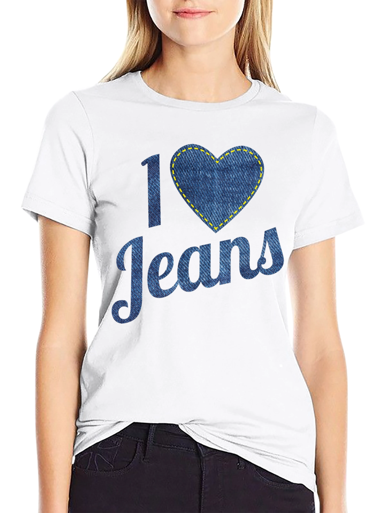 I Love Jeans T-Shirt - Denim Heart Design