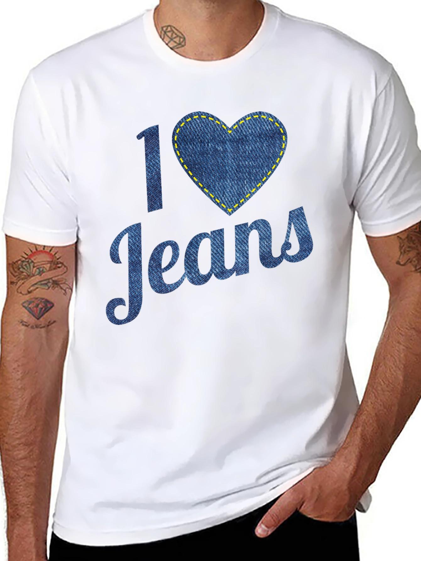I Love Jeans T-Shirt - Denim Heart Design