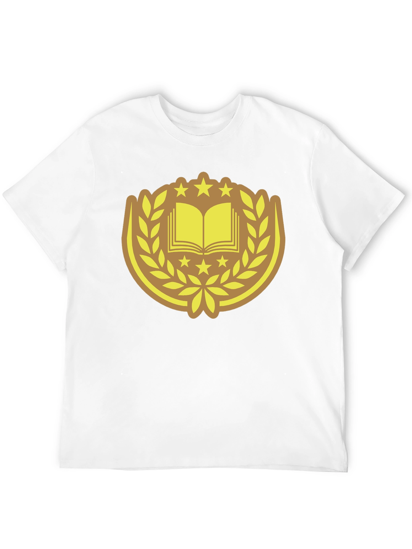 Black T-Shirt with Book & Laurel Design