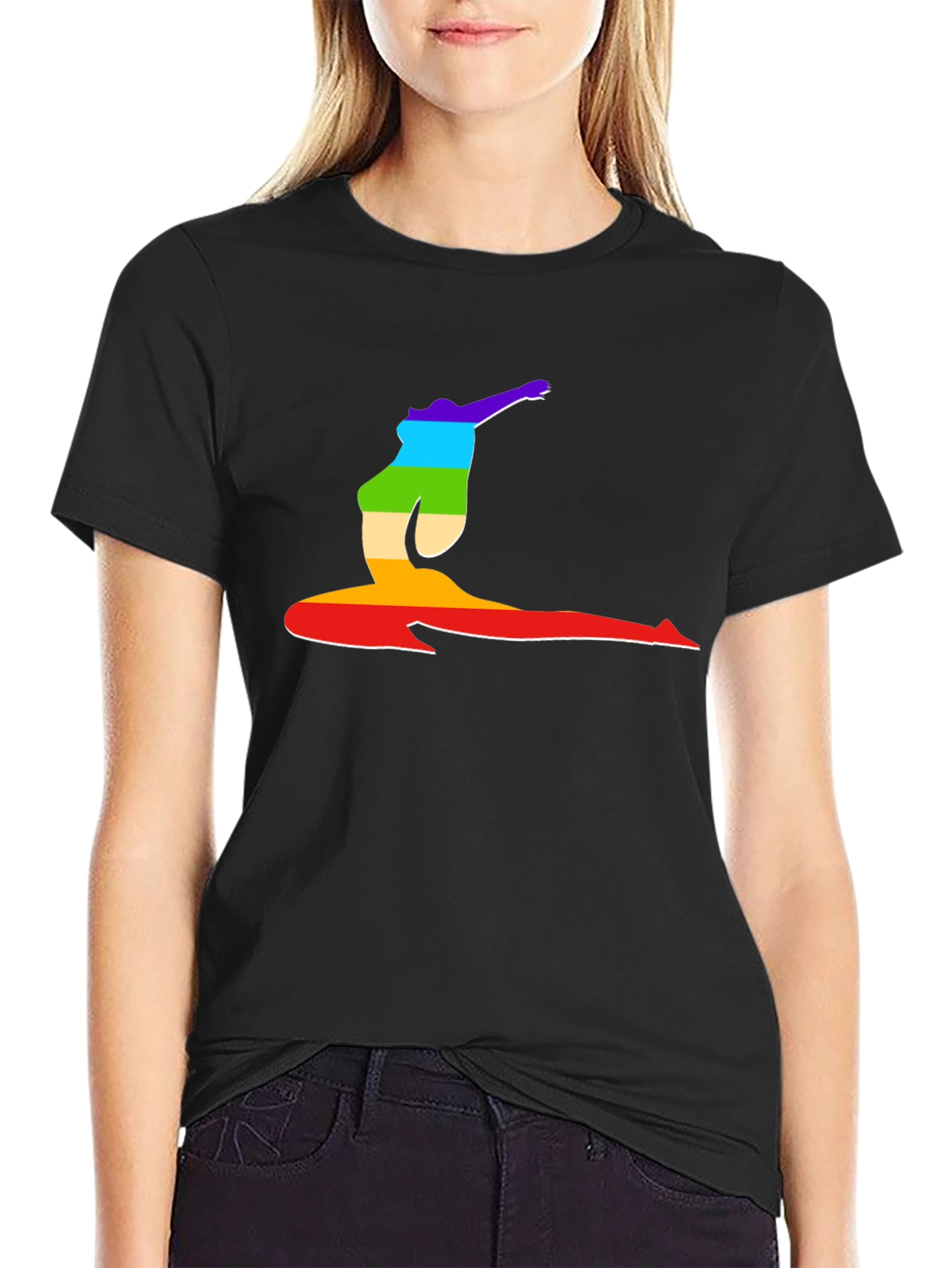 Rainbow Yoga Pose Graphic T-Shirt