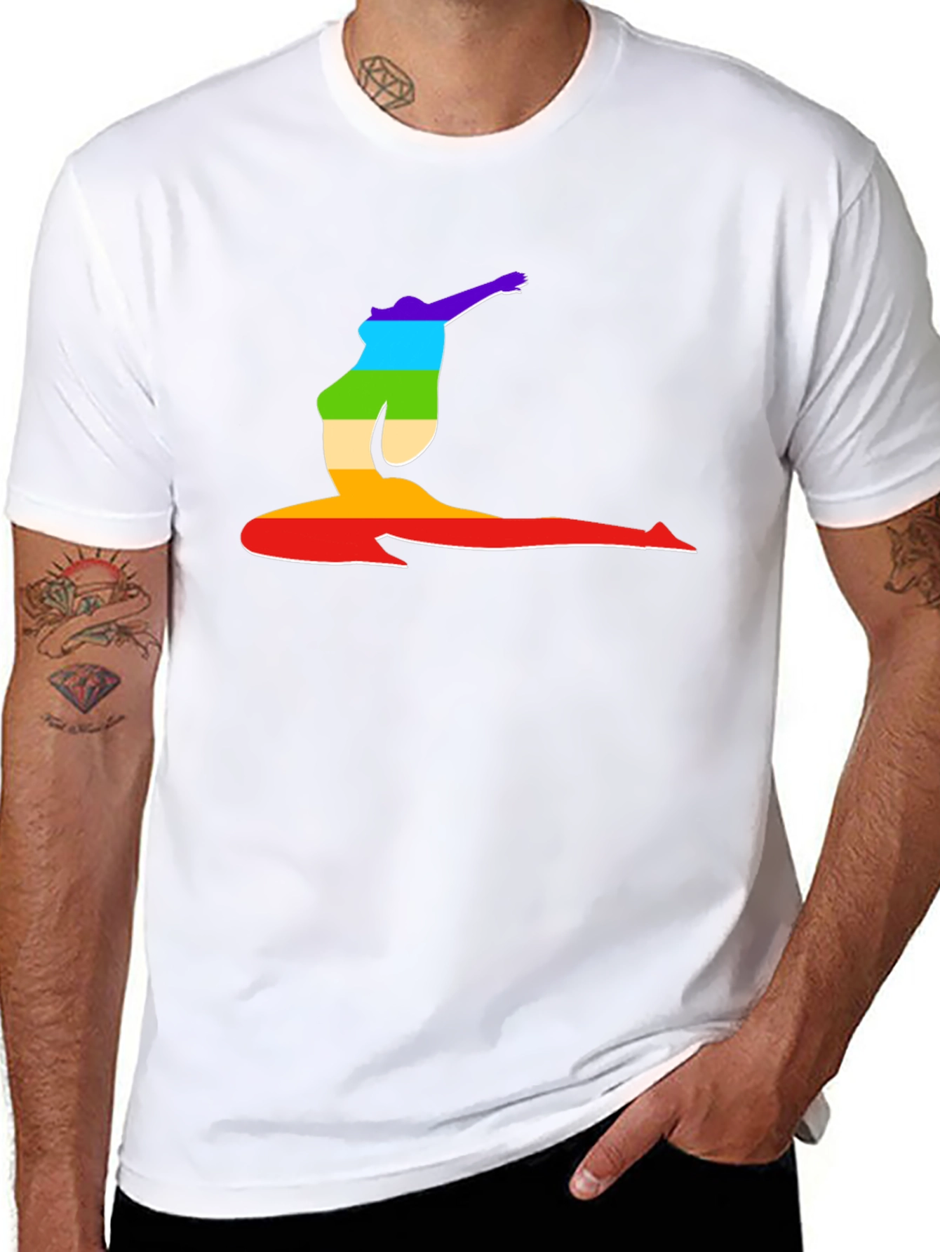 Rainbow Yoga Pose Graphic T-Shirt