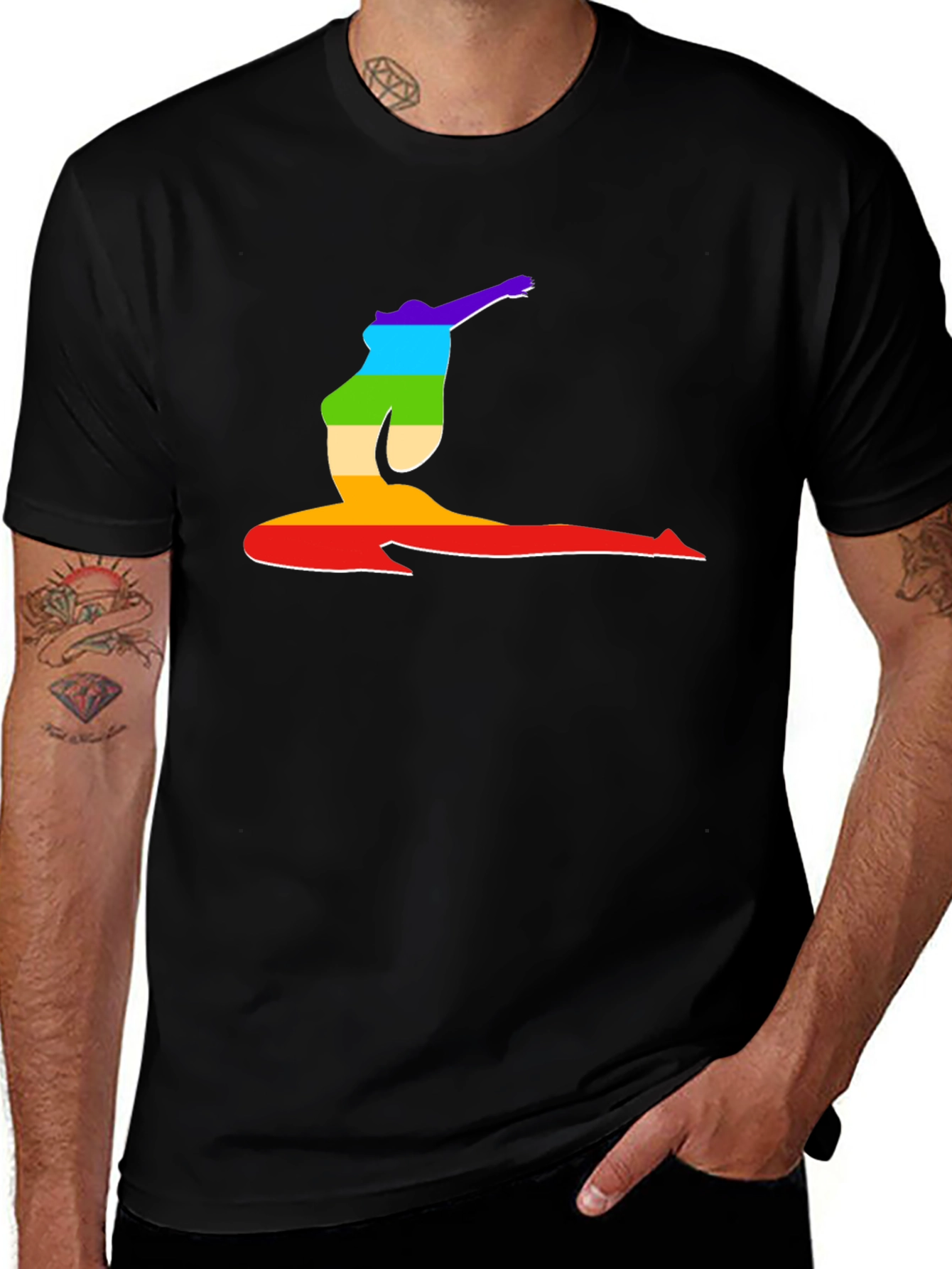 Rainbow Yoga Pose Graphic T-Shirt