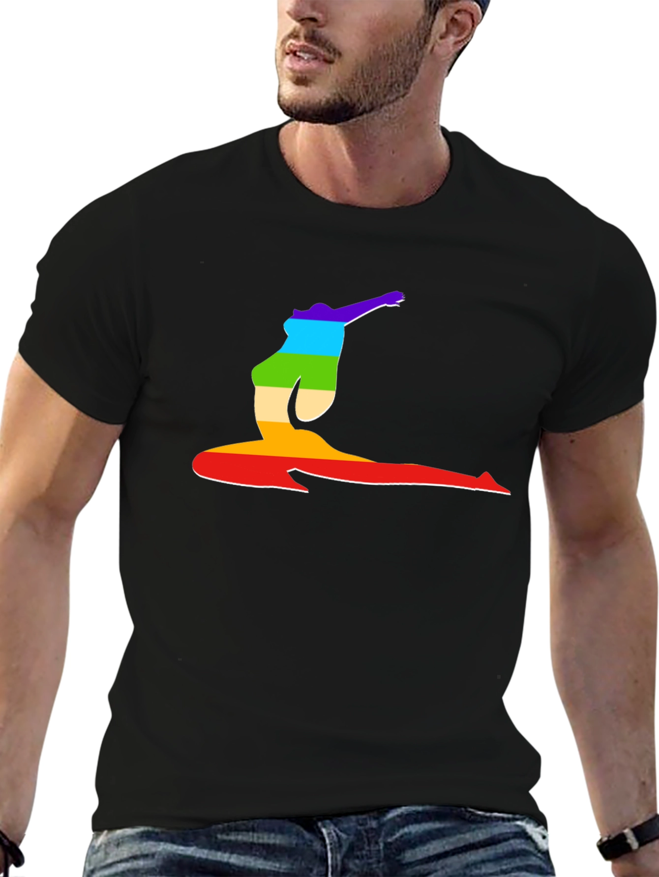 Rainbow Yoga Pose Graphic T-Shirt