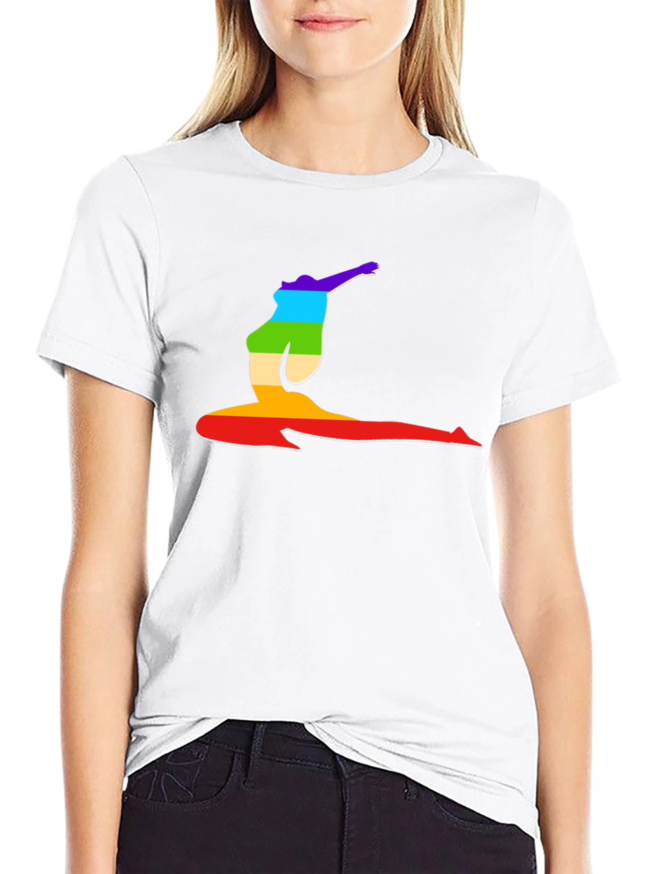 Rainbow Yoga Pose Graphic T-Shirt