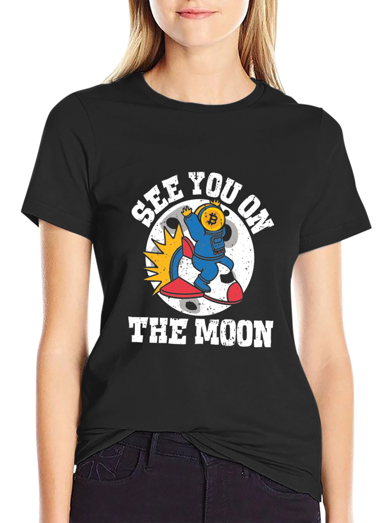 Bitcoin Astronaut Black T-Shirt Crypto Moon