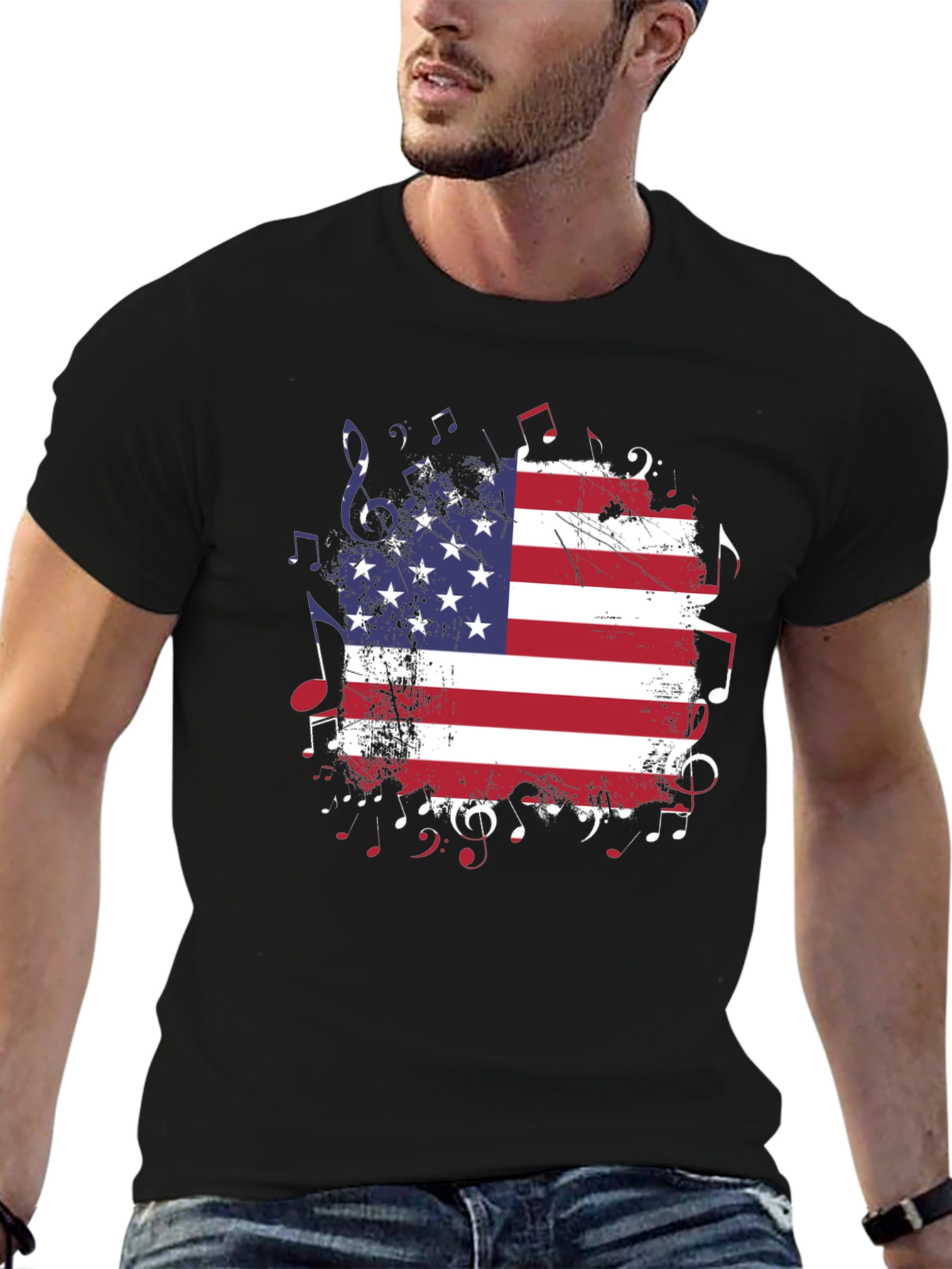 American Flag Music Notes T-Shirt