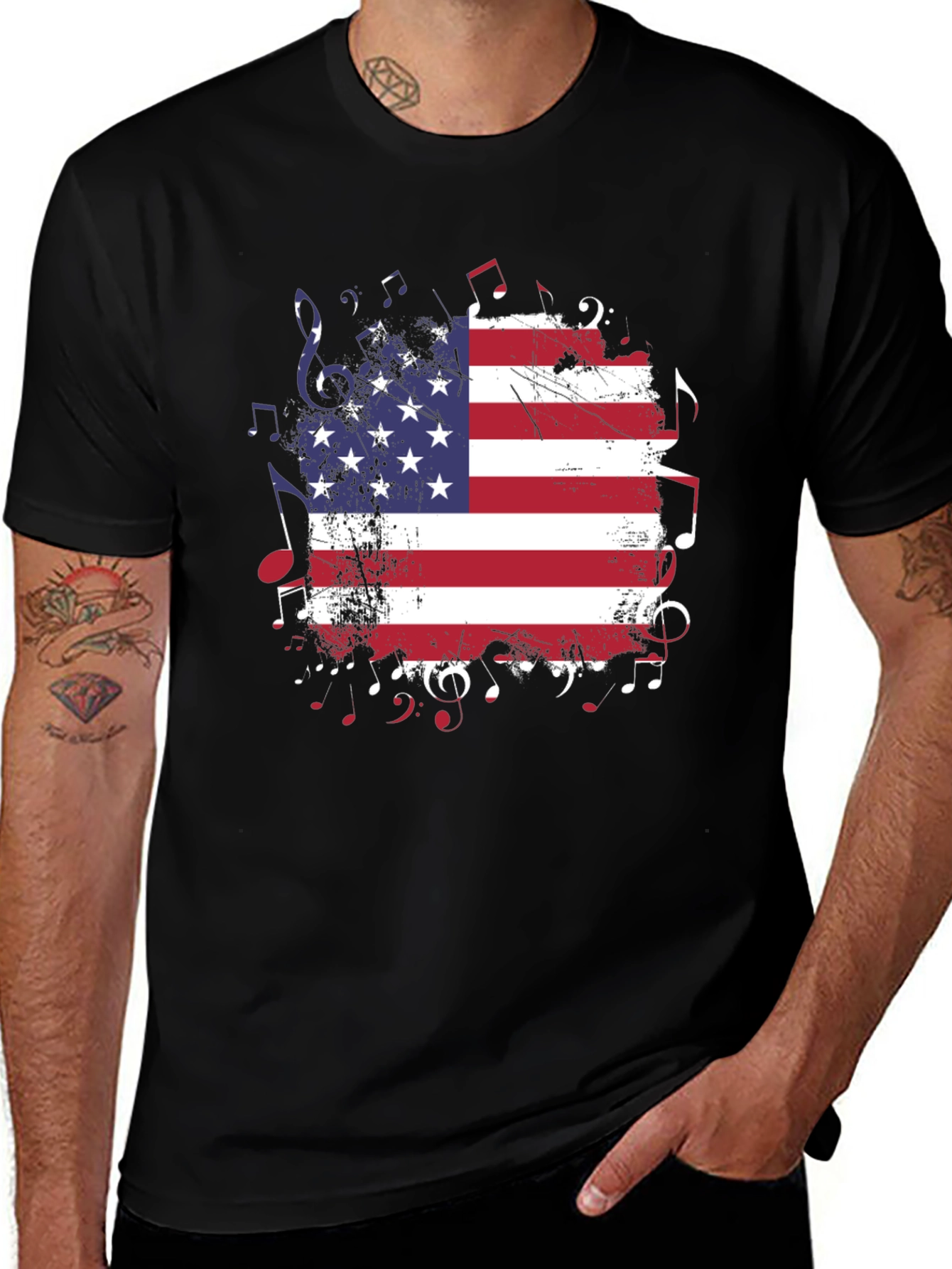 American Flag Music Notes T-Shirt