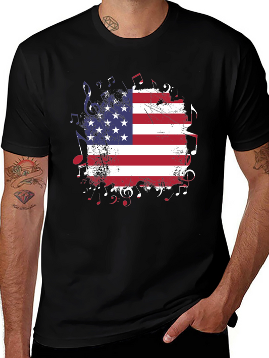 American Flag Music Notes T-Shirt