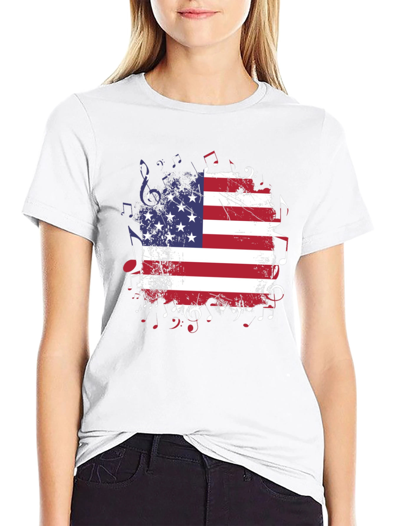 American Flag Music Notes T-Shirt