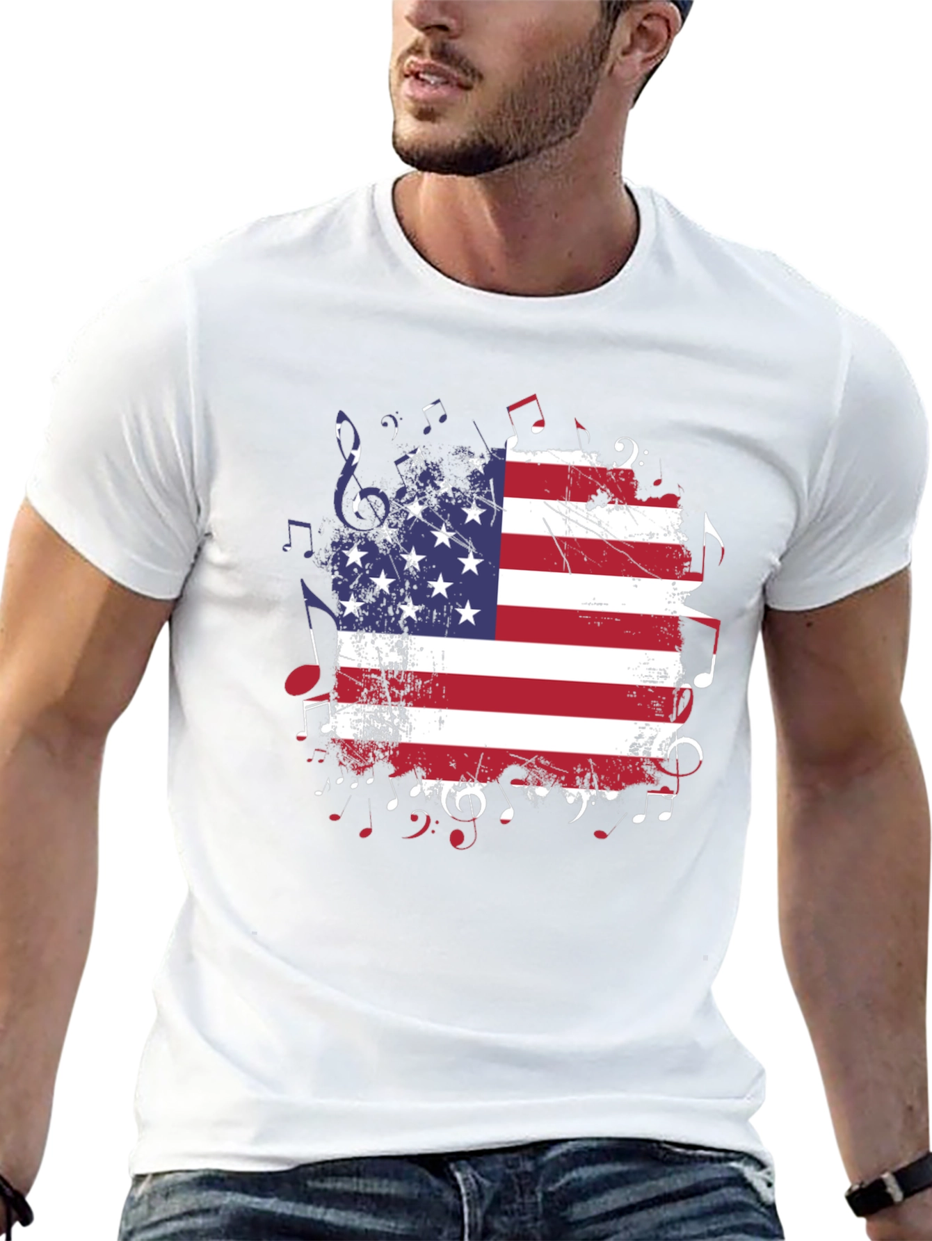 American Flag Music Notes T-Shirt