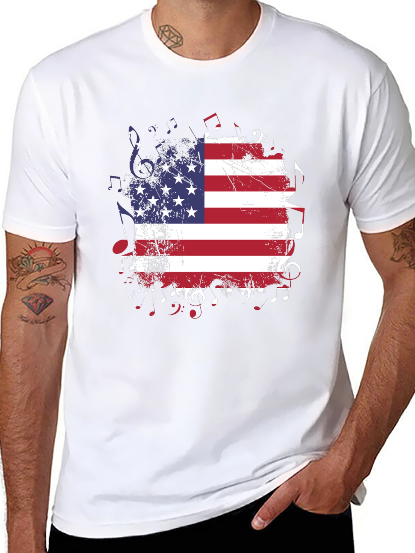 American Flag Music Notes T-Shirt