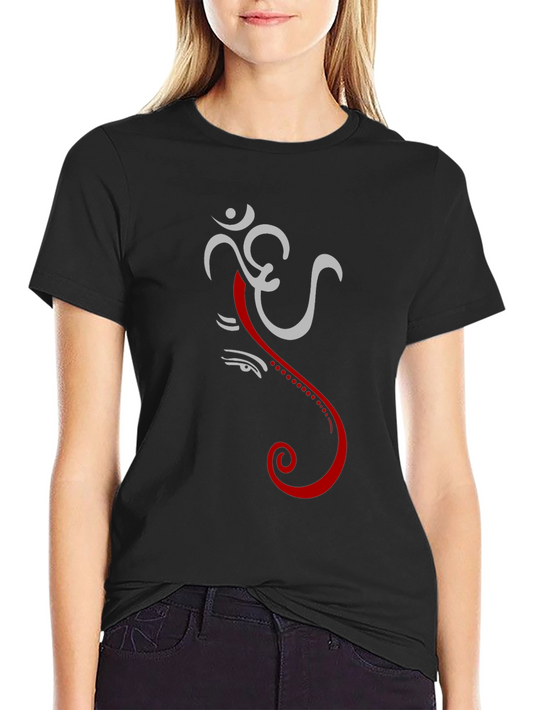 Ganesh Graphic Tee - Black Cotton Blend Comfort Fit