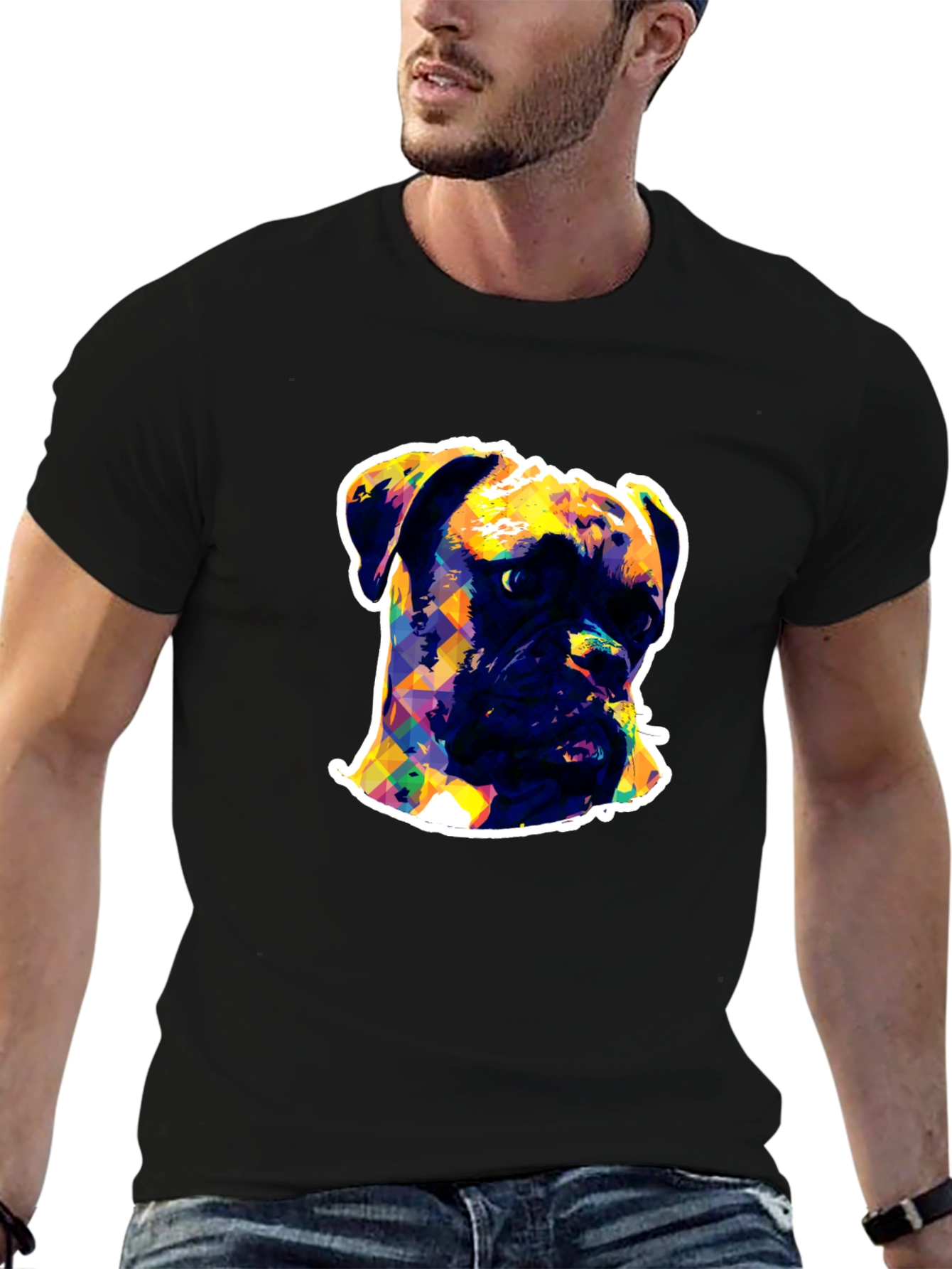 Boxer Dog Pop Art Black T-Shirt