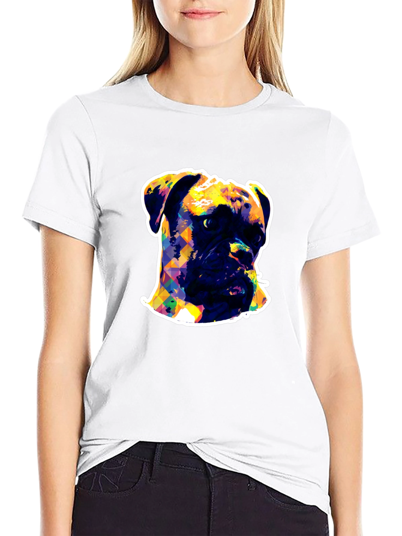 Boxer Dog Pop Art Black T-Shirt