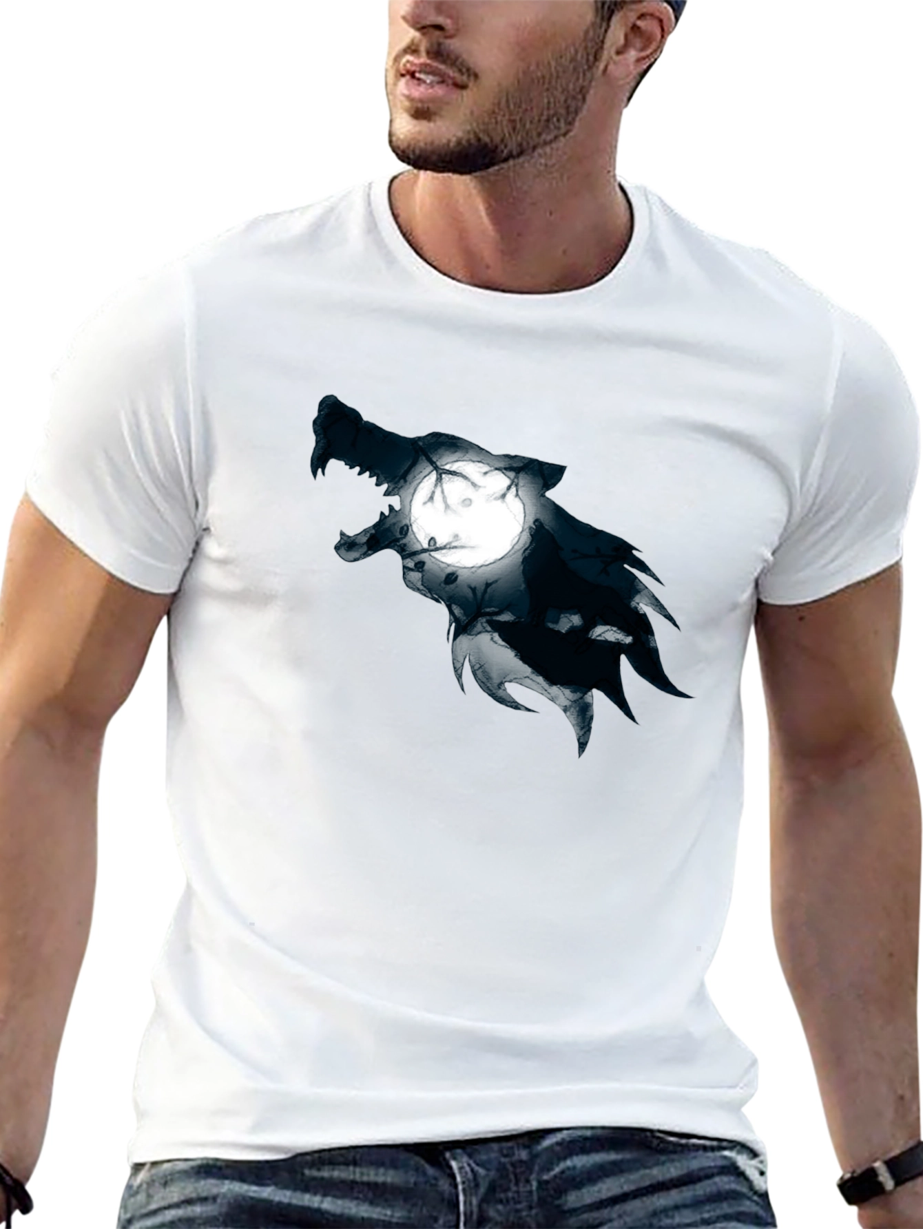 Wolf Moon Graphic Black T-Shirt