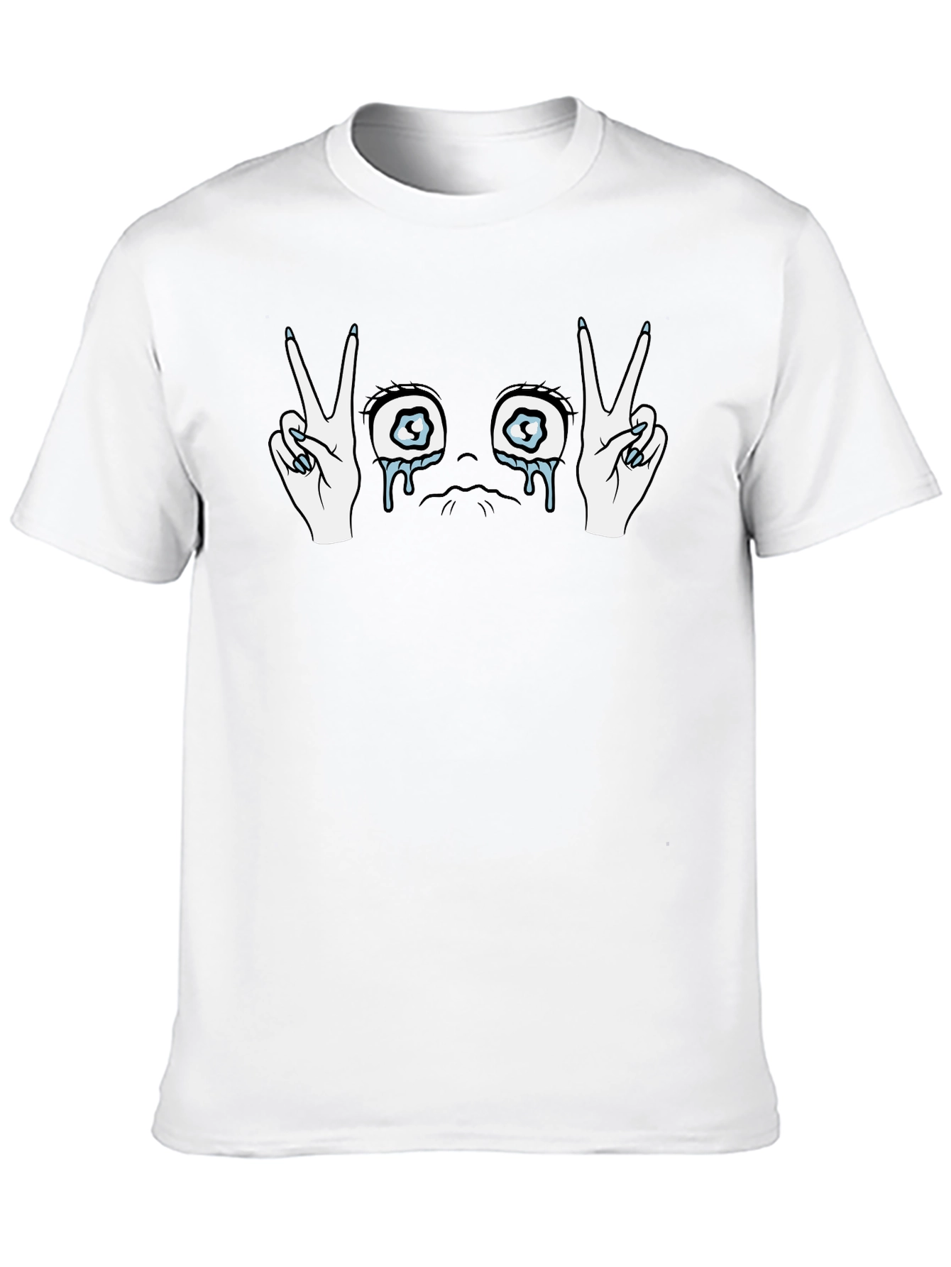 Crying Eyes Peace Sign Graphic T-Shirt