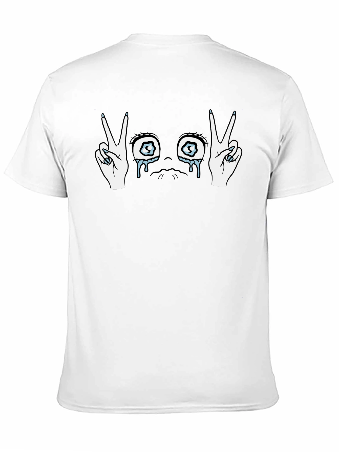 Crying Eyes Peace Sign Graphic T-Shirt
