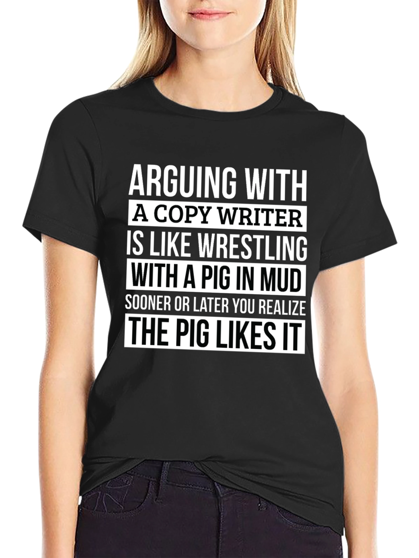 Copywriter Pig in Mud T-Shirt - Funny Writer Tee