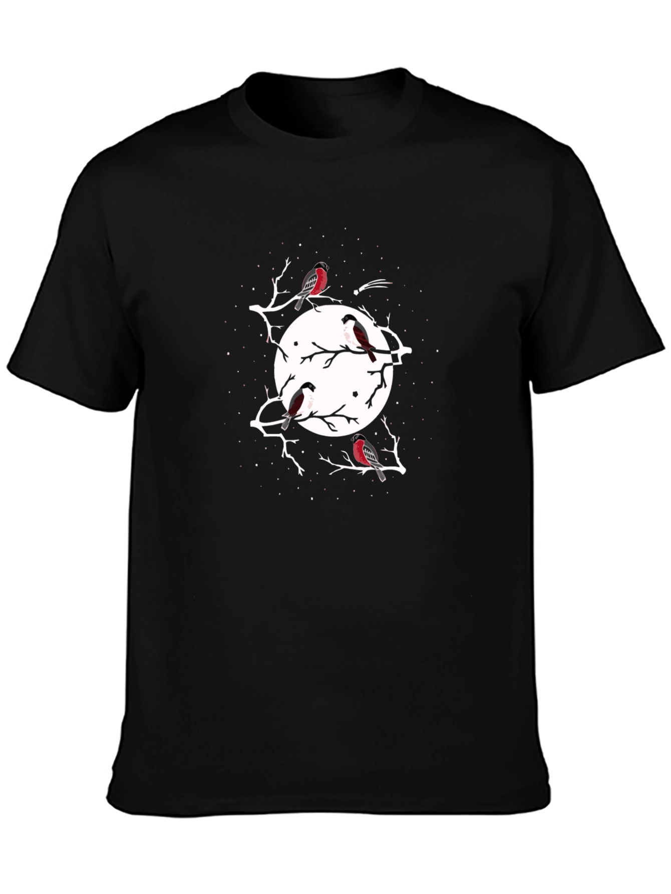 Birds and Moon Black Tee