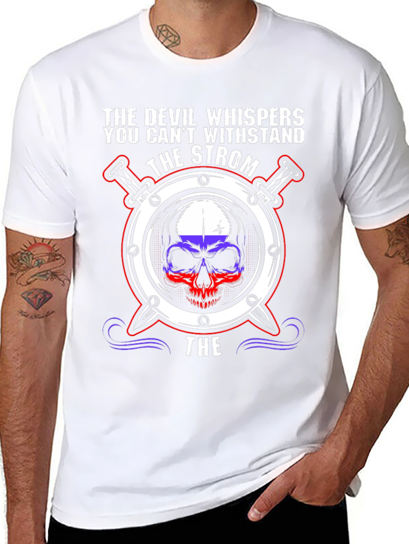 Devil Whispers T-Shirt: Strom Skull Design
