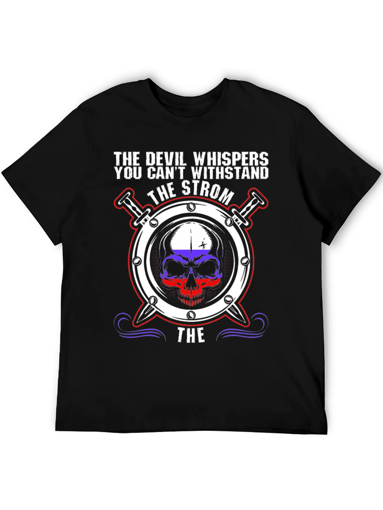 Devil Whispers T-Shirt: Strom Skull Design