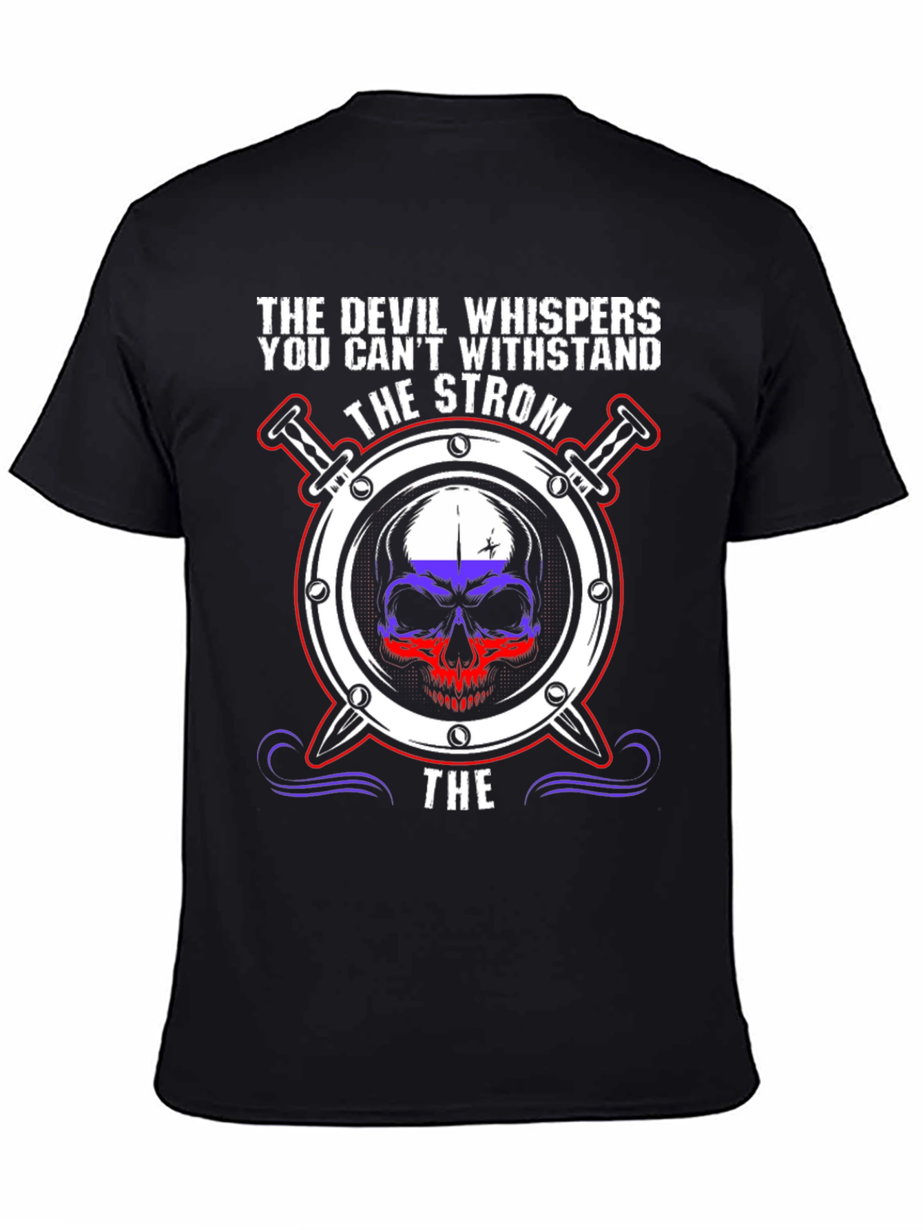 Devil Whispers T-Shirt: Strom Skull Design