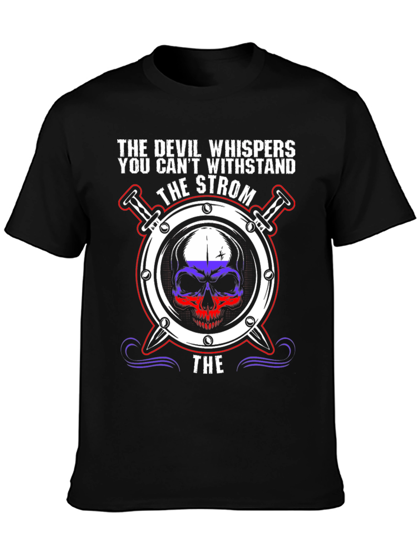 Devil Whispers T-Shirt: Strom Skull Design