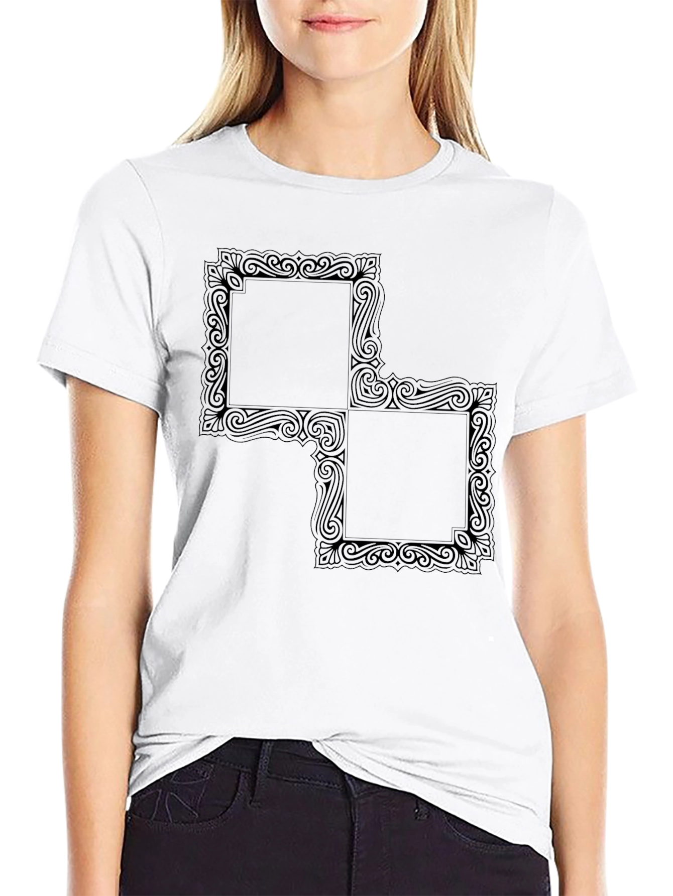 Abstract Framed Squares Black T-Shirt
