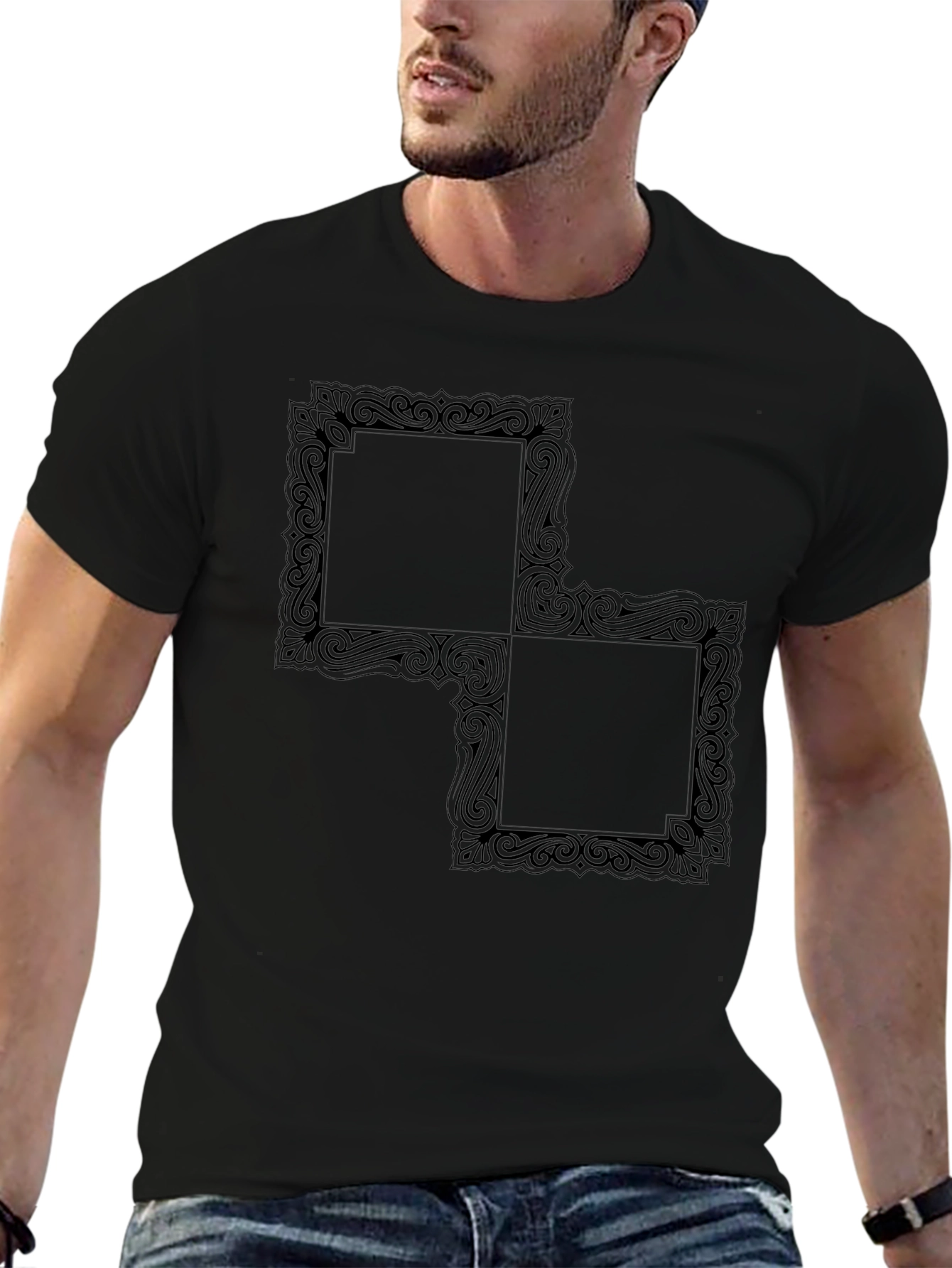 Abstract Framed Squares Black T-Shirt