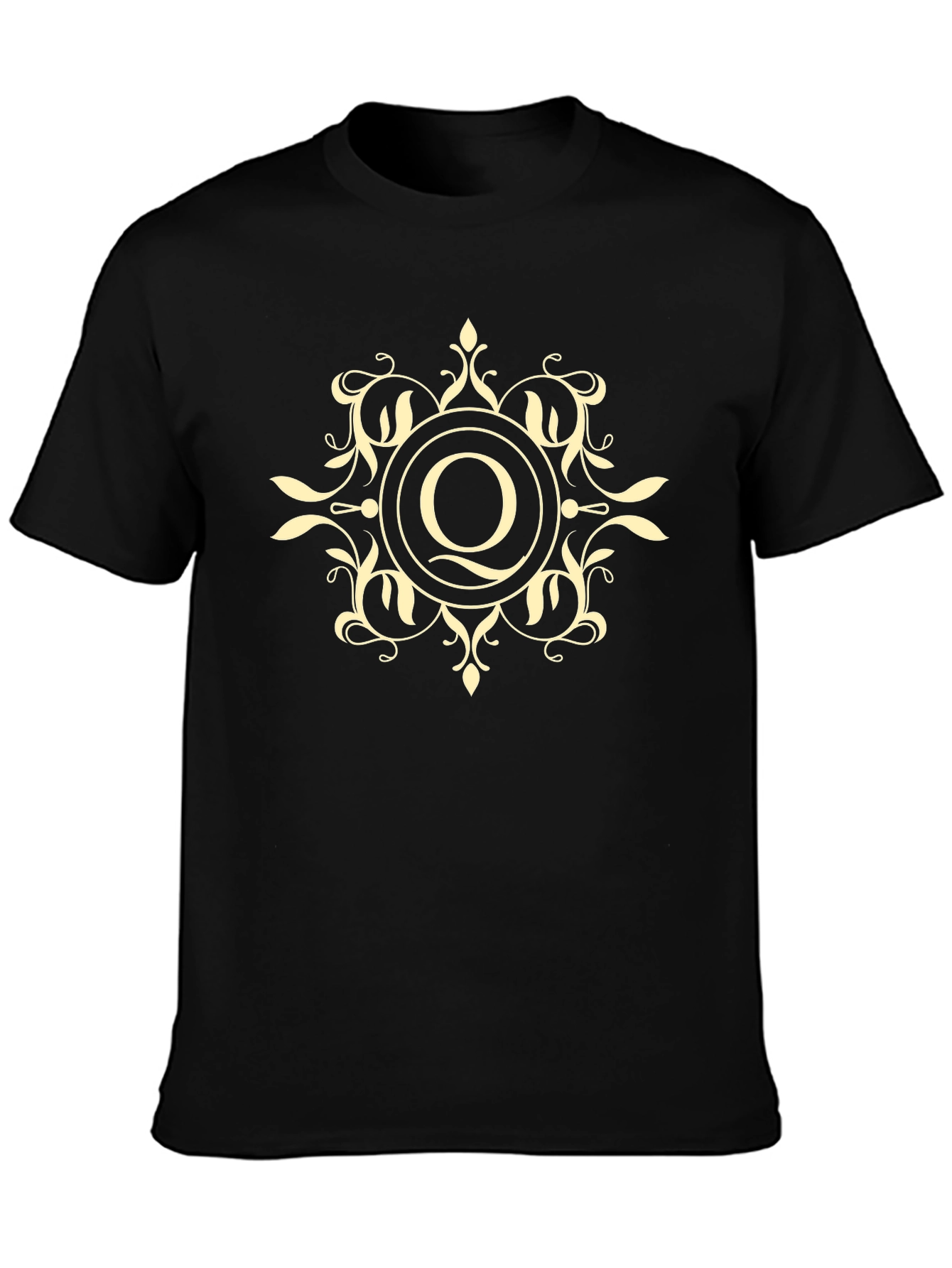 Ornate Q Monogram Graphic Tee - Black