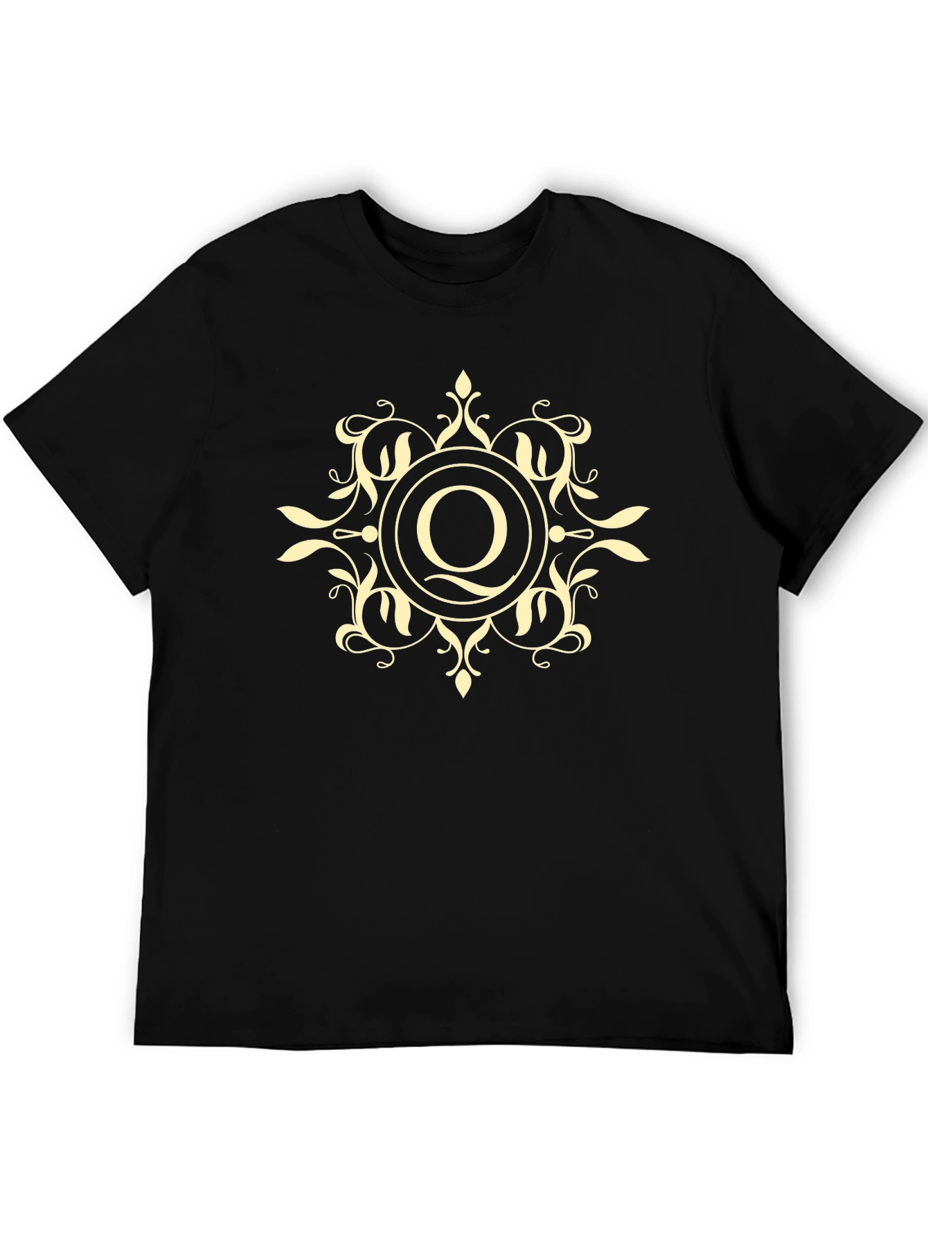 Ornate Q Monogram Graphic Tee - Black